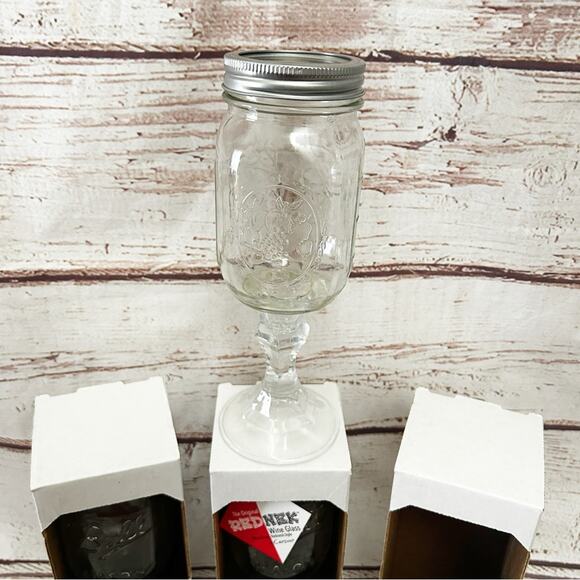THE ORIGINAL REDNECK Mason Jar Wine Glasses Set of 3 - Picture 3 of 5